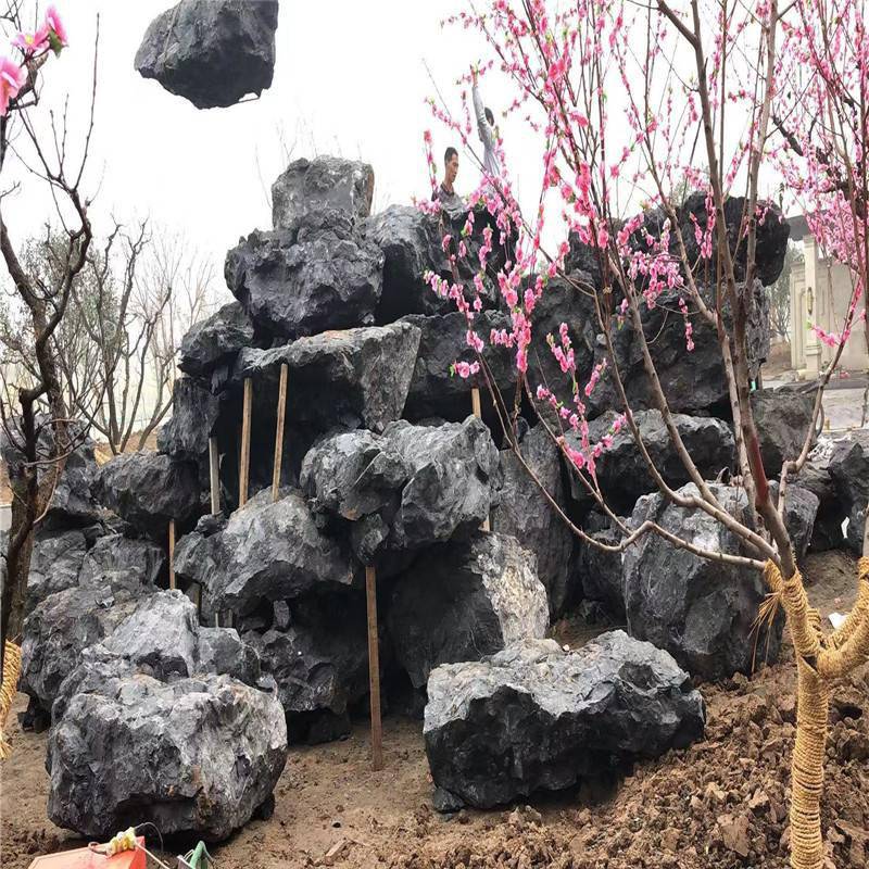 【良好園林供應(yīng)浙江日式枯山水黑山石 浙江園林枯山水假山